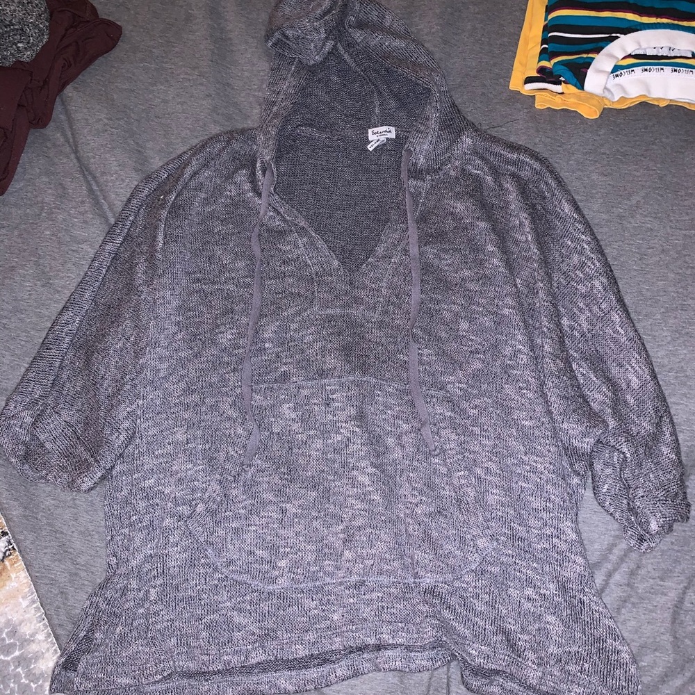 Gray hooded sweater